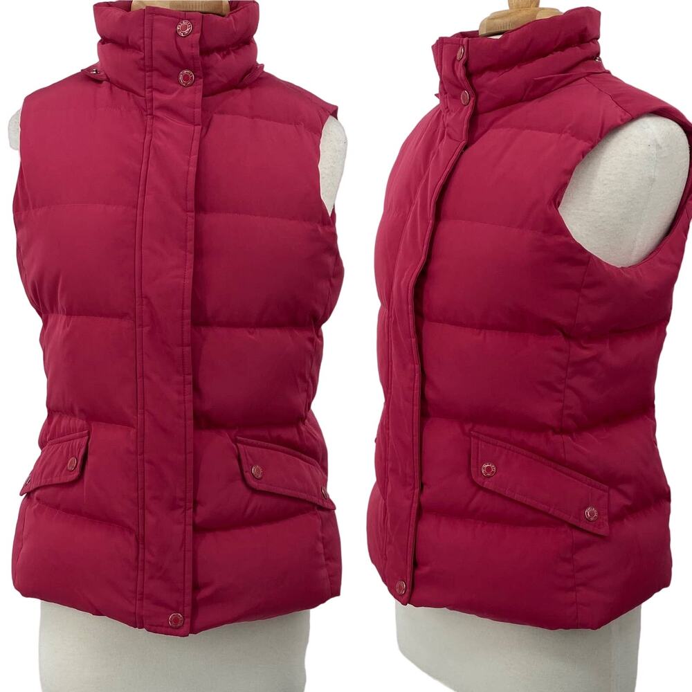 Talbots Quilted Puffer Vest Duck Down Feathers Hot Pink Womens Small Petite